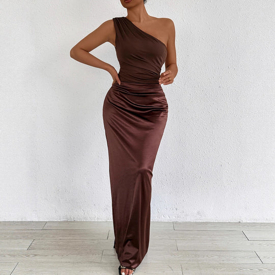 Damen Elegantes und figurbetontes Abendkleid mit asymmetrischem Ausschnitt EB