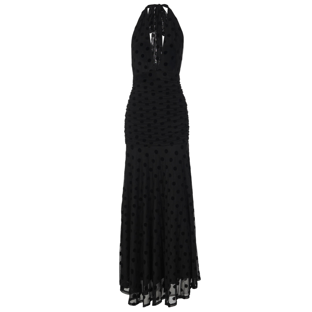Damen Elegantes Maxikleid mit tiefem Ausschnitt und voluminösem Rock EB