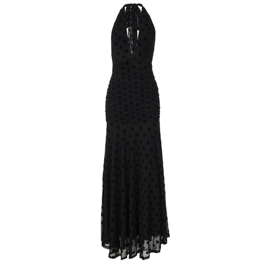 Damen Elegantes Maxikleid mit tiefem Ausschnitt und voluminösem Rock EB