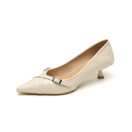 Damen schicke Pumps mit spitzem Zehenbereich und modischer Schnallenakzent EB