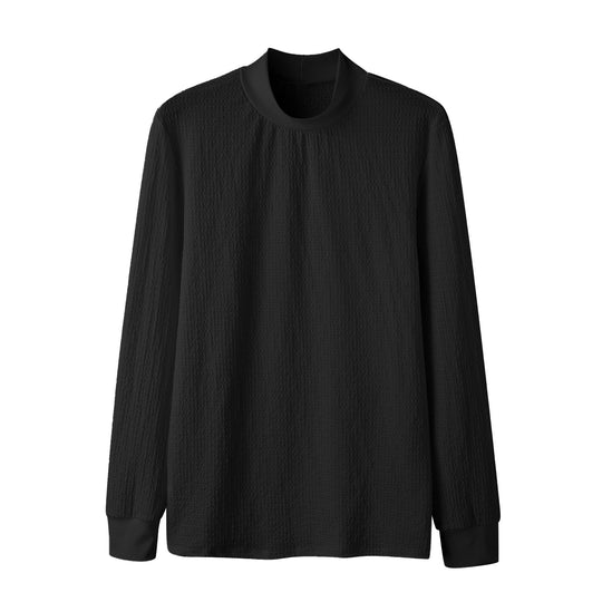 Damen Elegantes Langarmshirt mit strukturiertem Stoff und hohem Kragen EB
