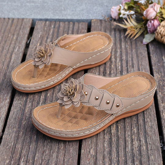 Damen Sandalen mit floralen Applikationen und gepolsterter Sohle EB