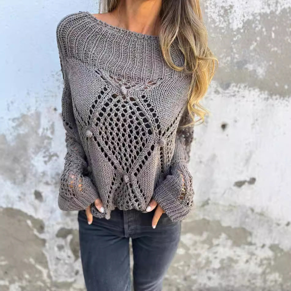 Damen Strickpullover mit offener Maschenstruktur EB