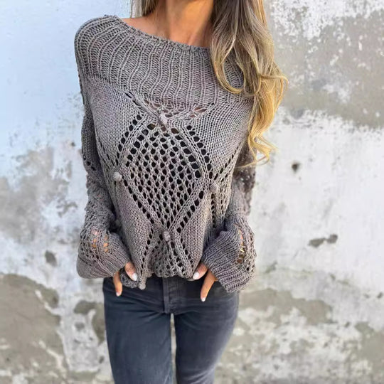 Damen Strickpullover mit offener Maschenstruktur EB