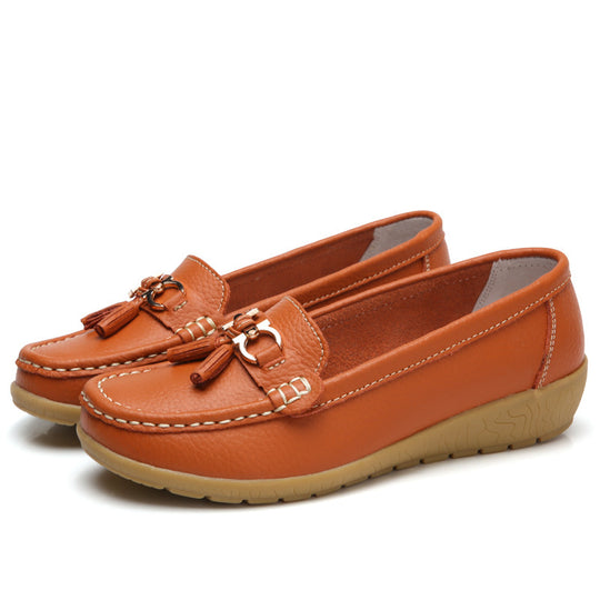 Damen Mokassins mit ornamentaler Schnalle und weicher Sohle EB