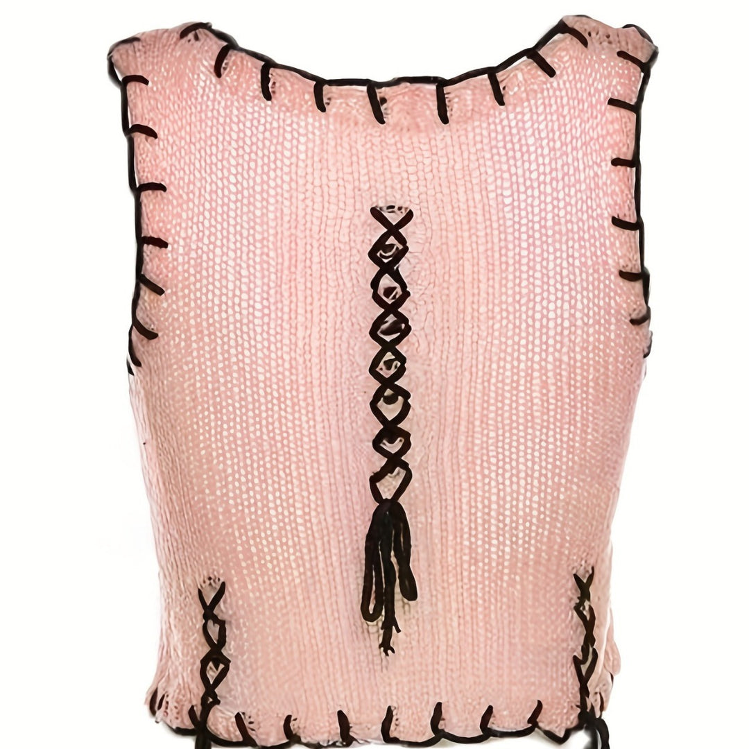 Damen luftiger Strickpulli mit dekorativen Nähten EB