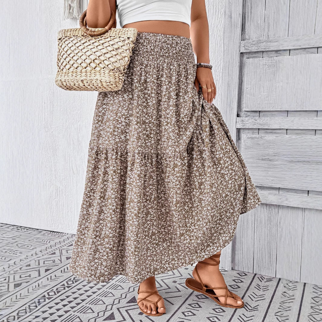 Damen Maxirock mit fließendem Schnitt und floralem Design EB