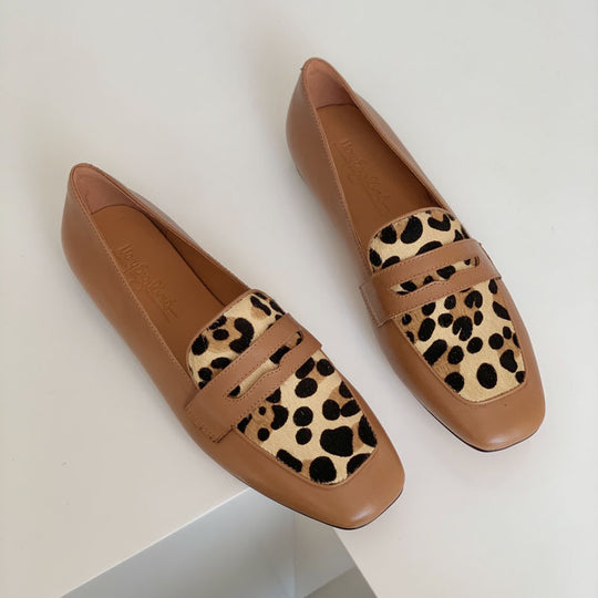 Damen Mokassin-Schuhe mit Leopardenmuster und elegantem Schnitt EB