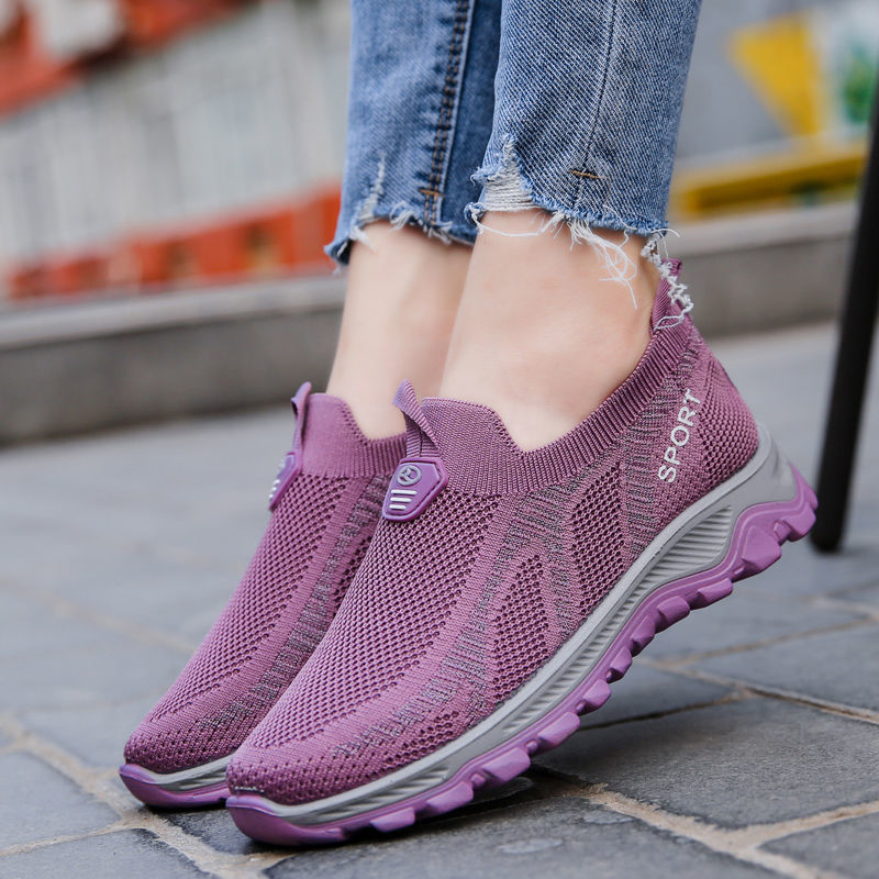 Damen Sportliche Slip-On Sneakers mit atmungsaktiver Mesh-Oberfläche und rutschfester Sohle EB