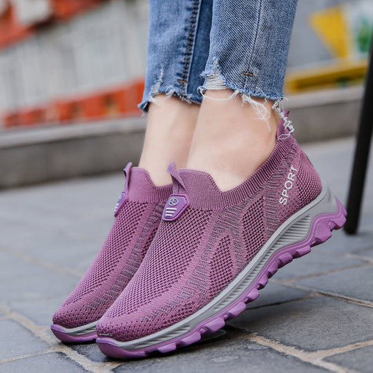 Damen Sportliche Slip-On Sneakers mit atmungsaktiver Mesh-Oberfläche und rutschfester Sohle EB