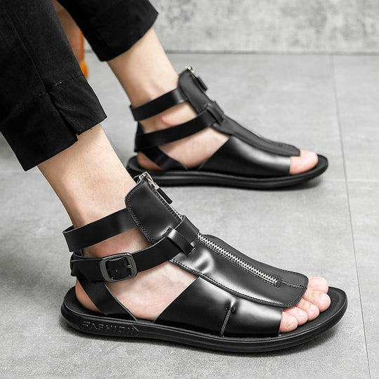 Herren Atmungsaktive Sommer-Sandalen mit elegantem Reißverschluss EB
