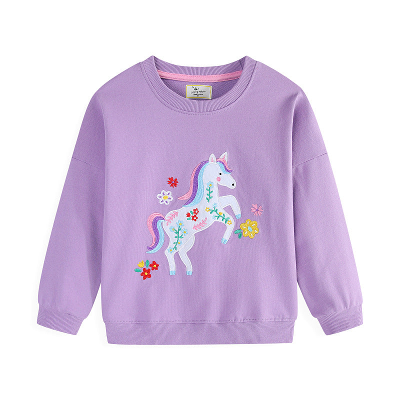 Mädchen Sweatshirt mit buntem Einhorn-Design EB