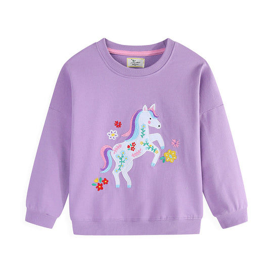 Mädchen Sweatshirt mit buntem Einhorn-Design EB