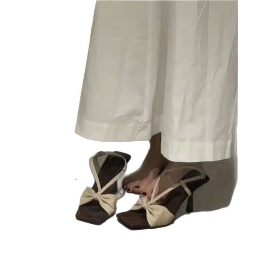 Damen Slingback High Heel Sandalen mit dekorativem Knotendesign EB