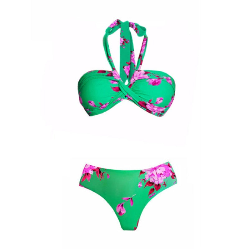 Damen Strand-Bikini-Set mit asymmetrischem Oberteil und elegantem Maxi-Rock EB