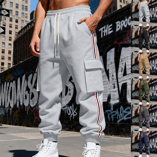 Herren Cargo-Joggerhose mit seitlichen Klapp‑Cargotaschen, Tunnelzug & Rippbündchen EB