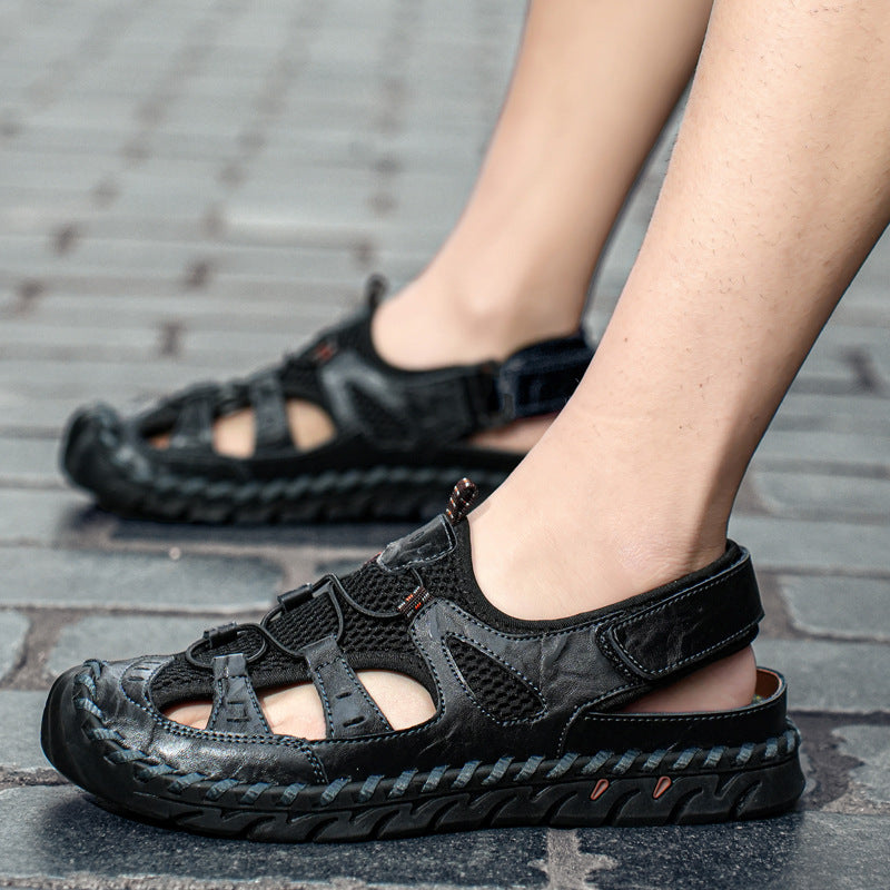 Damen Sportliche Leder-Sandalen mit atmungsaktiven Einsätzen und rutschfester Sohle EB