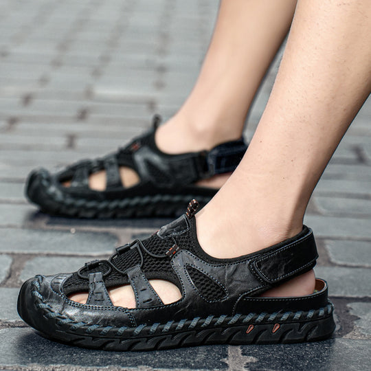 Damen Sportliche Leder-Sandalen mit atmungsaktiven Einsätzen und rutschfester Sohle EB