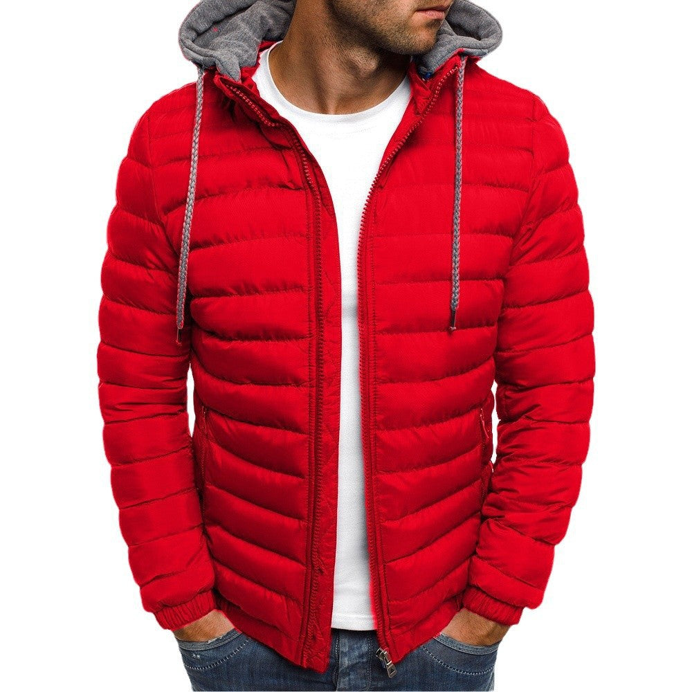 Herren leichte Steppjacke mit Kapuze und seitlichen Reißverschlusstaschen EB