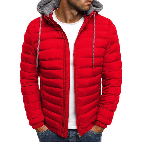 Herren leichte Steppjacke mit Kapuze und seitlichen Reißverschlusstaschen EB