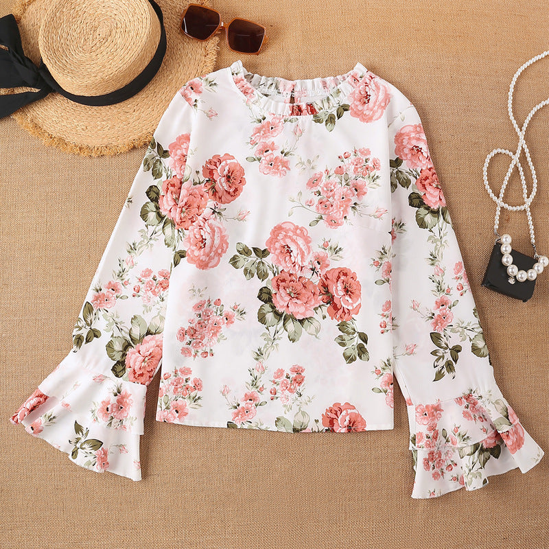 Damen Bluse mit Rüschendetails und floralem Muster EB