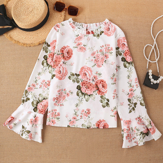 Damen Bluse mit Rüschendetails und floralem Muster EB