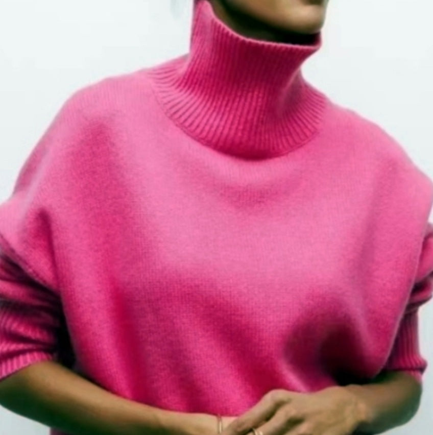 Damen Modischer Rollkragenpullover aus weichem Material EB
