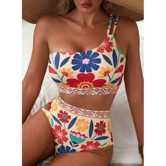 Damen Crop-Top Bikini Set mit floralem Design EB