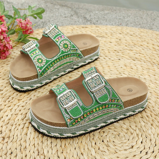 Damen Riemchen-Sandalen mit elegantem Schmuck detail EB