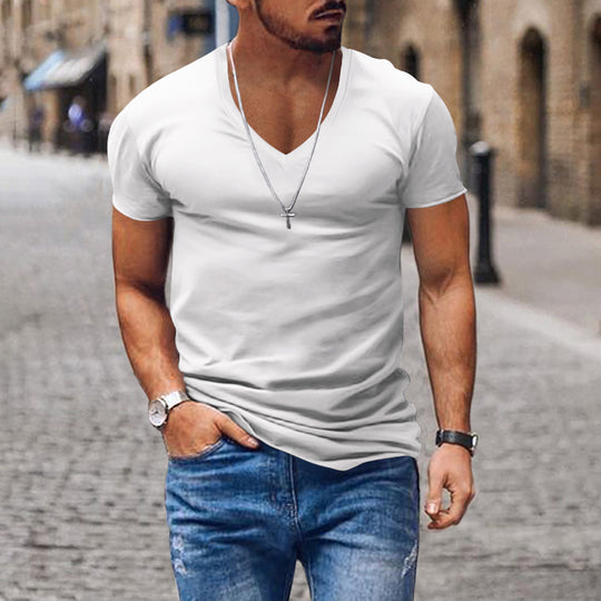 Herren lässiges V-Ausschnitt T-Shirt EB