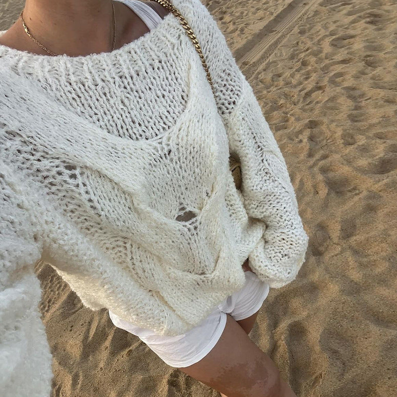 Damen Grobstrickpullover mit luftigem Schnitt und innovative Struktur EB