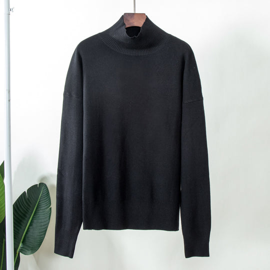 Damen eleganter Strickpullover mit hohem Kragen EB