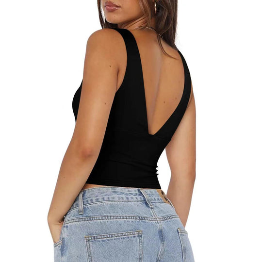 Damen figurbetontes V-Ausschnitt Top EB