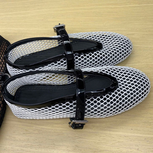Damen Netz-Slipper mit verstellbarem Riemen und weichem Innenfutter EB