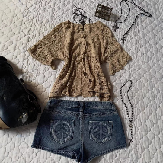 Damen Denim-Shorts mit distressed Details EB
