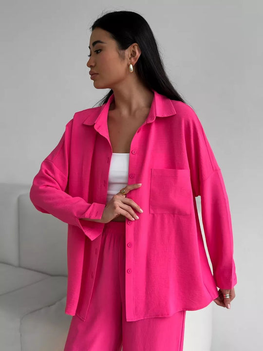 Damen Lässige Hemdbluse aus leichtem Material EB