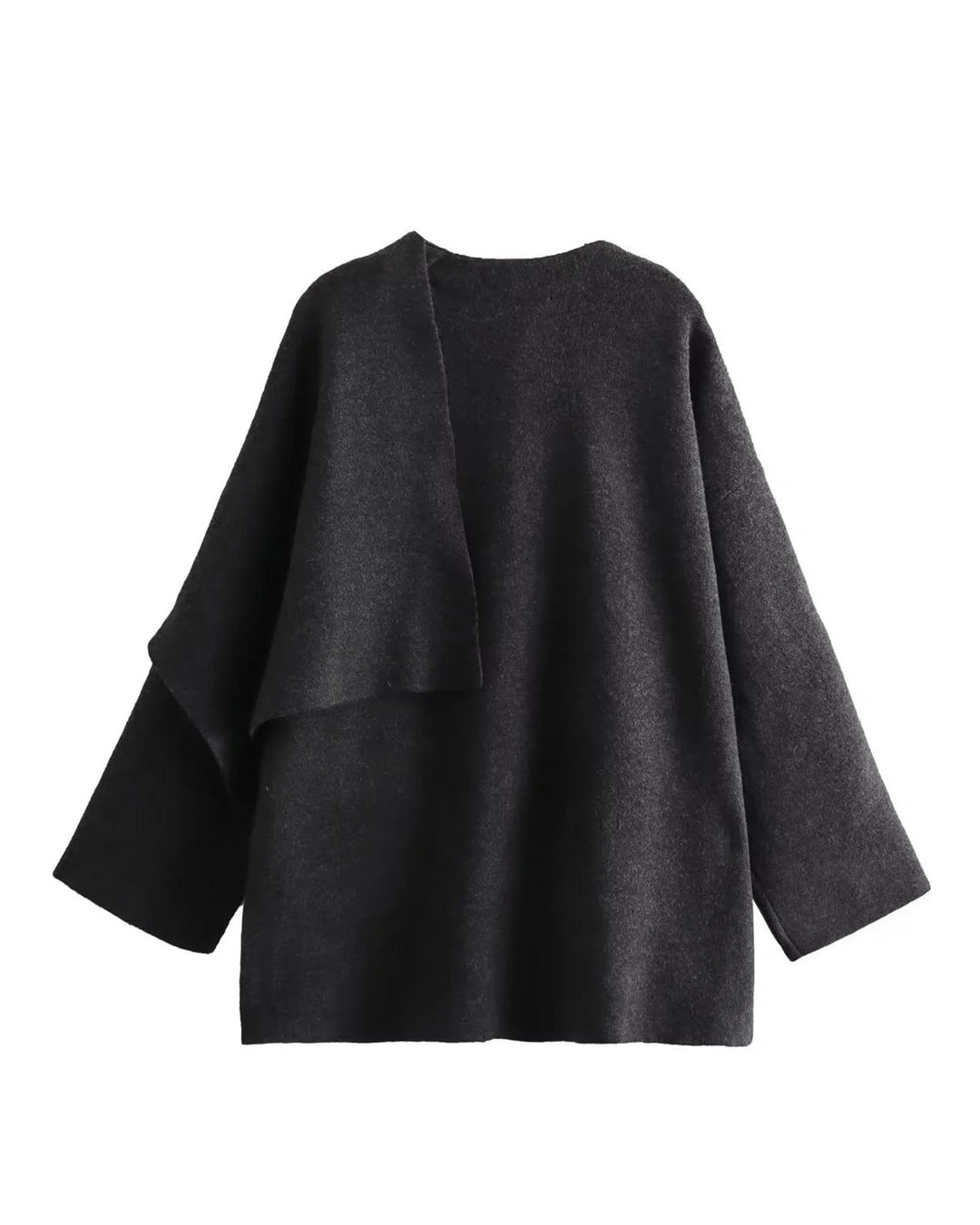 EB | Boulevard Asymmetrischer Schal Verkürzte Gestrickte Jacke