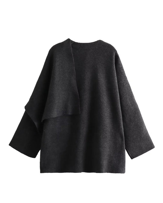 EB | Boulevard Asymmetrischer Schal Verkürzte Gestrickte Jacke
