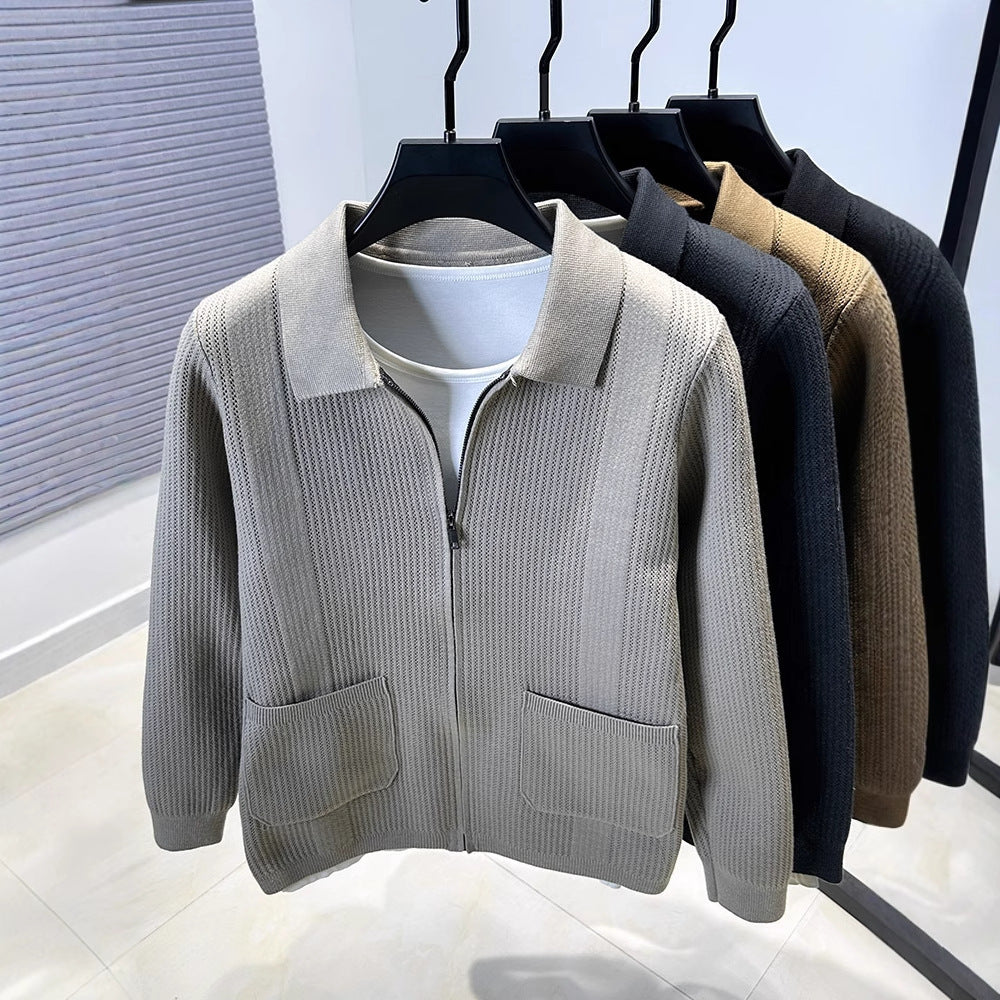 Damen Pullover mit strukturiertem Reißverschluss und klassischem Kragen EB