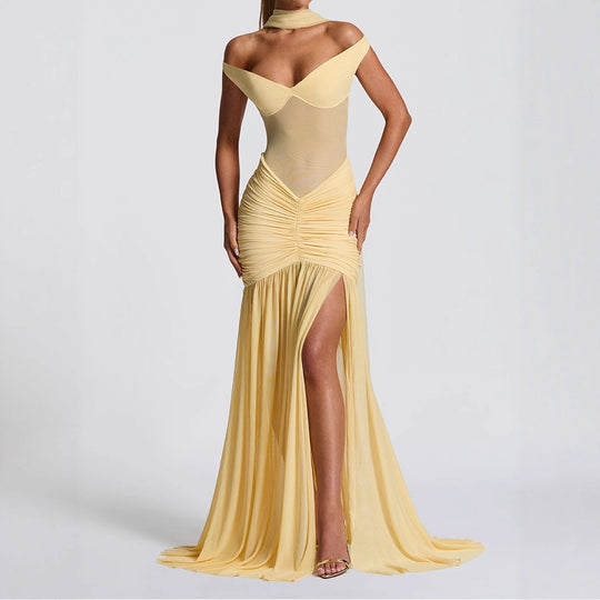 Damen Elegantes Maxi-Kleid mit Figurbetonendem Design EB