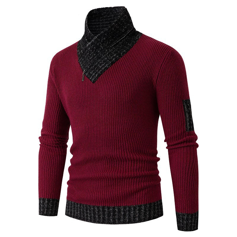 Herren Pullover mit modernem asymmetrischem Kragen und strukturiertem Design EB