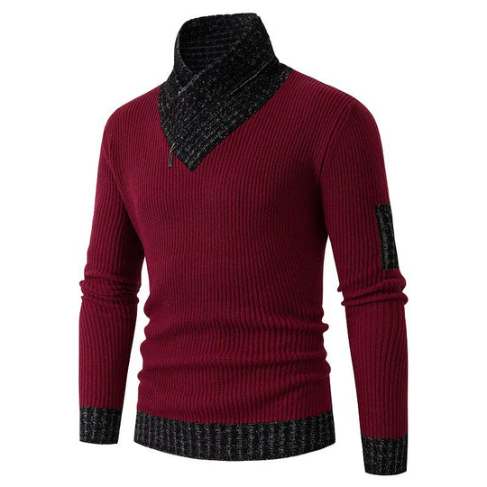 Herren Pullover mit modernem asymmetrischem Kragen und strukturiertem Design EB