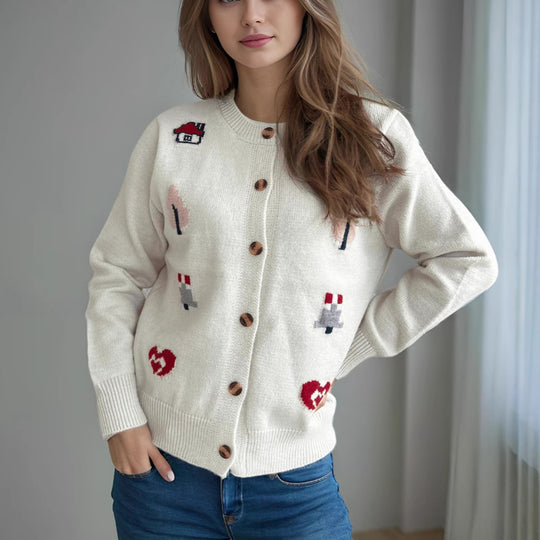 Damen Strickjacke mit kunstvollem Motiv EB