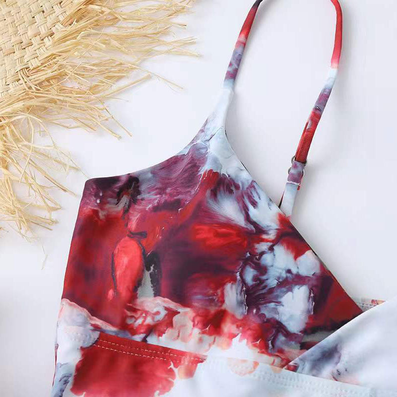 Damen Hoch tailliertes Bikini-Set mit Blumenmuster EB