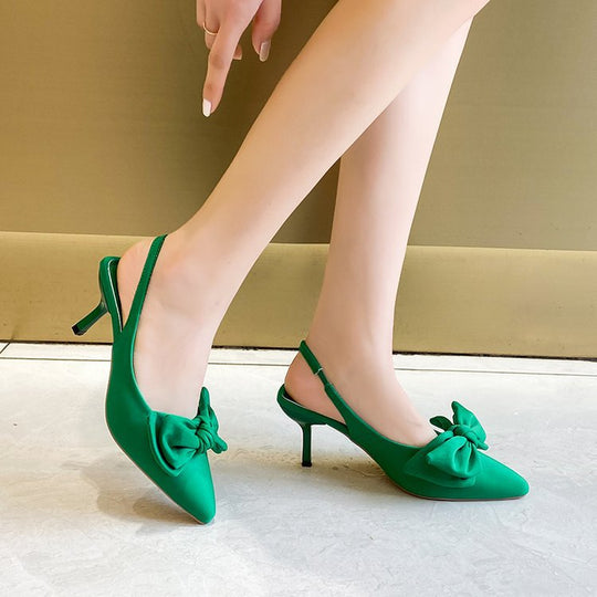 Damen Slingback-Pumps mit dekorativem Schleifen-Detail EB