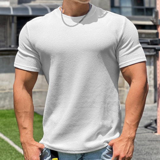 Herren strukturiertes T-Shirt in schlanker Passform mit Rundhalsausschnitt EB