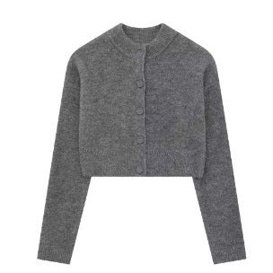 Damen cropped Strickjacke mit eleganten Knopfdetails EB