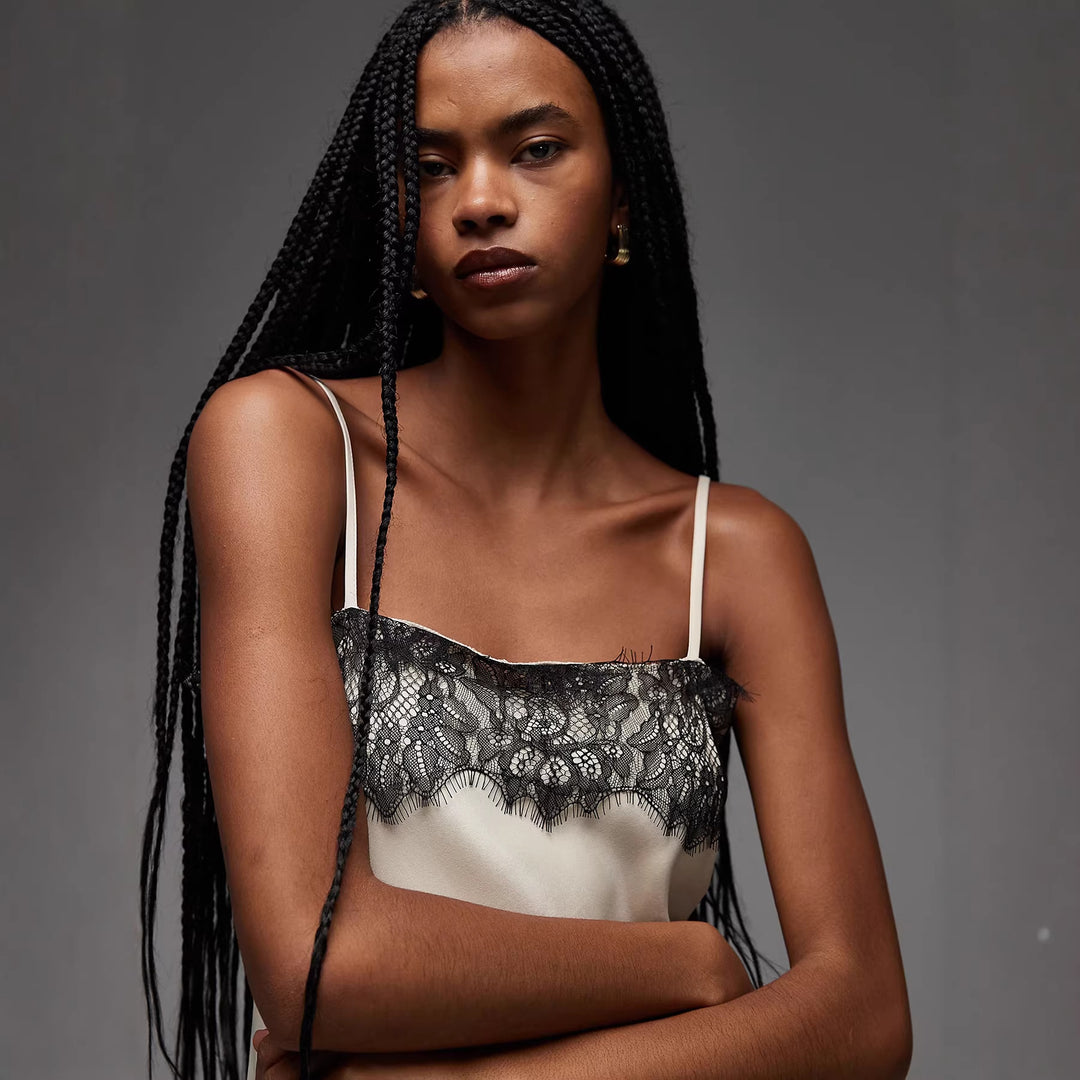 Damen Spitzen-Cami mit asymmetrischem Schnitt EB