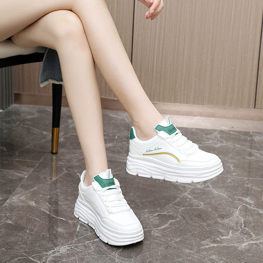 Damen Sportliche Plateau Sneakers mit atmungsaktiver Oberflächenstruktur und dämpfender Laufsohle EB