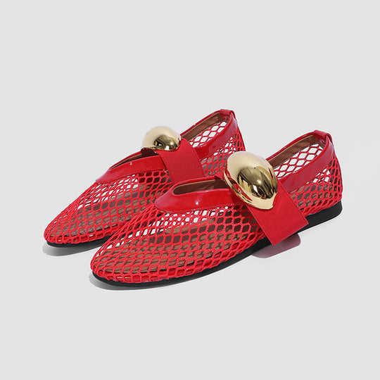Damen edle Netz-Sandalen mit luxuriösem Goldakzent EB